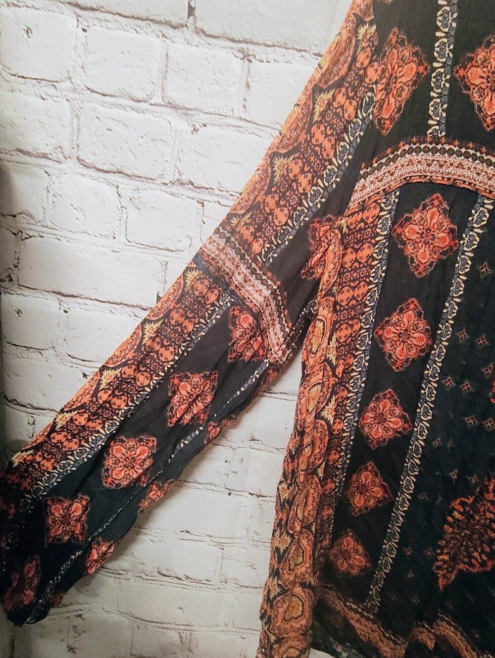 Lucky Brand Gauzy Boho Celestial Tie Front Tunic Top Large Market - Picture 4 of 12